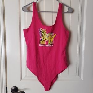 Womens pink MTV bodysuit